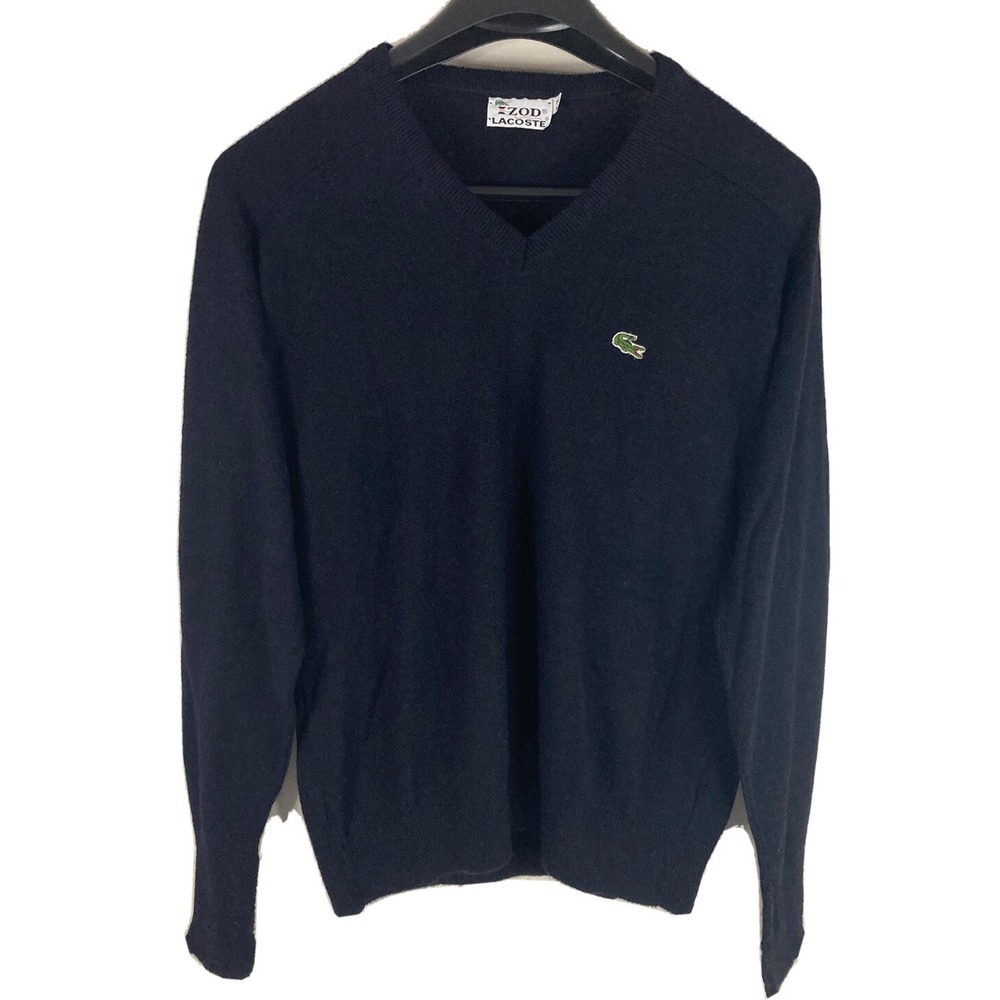 VTG IZOD LACOSTE Men's V-Neck Sweater XL 100% Orlon‎ Arcylic Dark Navy USA